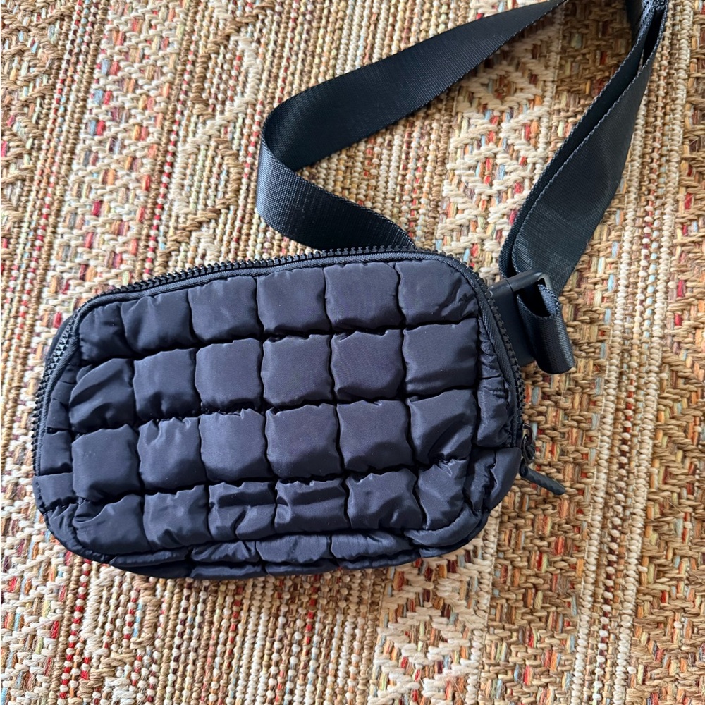 Padded Black Quilted Crossbody Bag